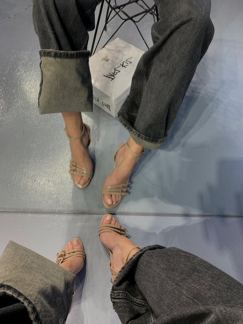 CHARLE NUDE KEMERLİ 6CM TOPUKLU SANDALET